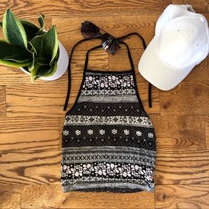 Boho Print Halter Strap Top